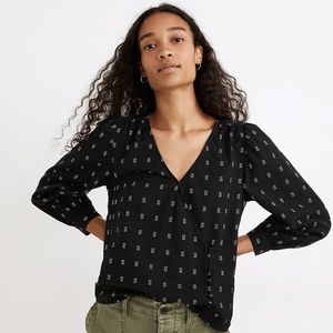 MADEWELL Kinston Side-Button Wrap Top in Textured Dobby